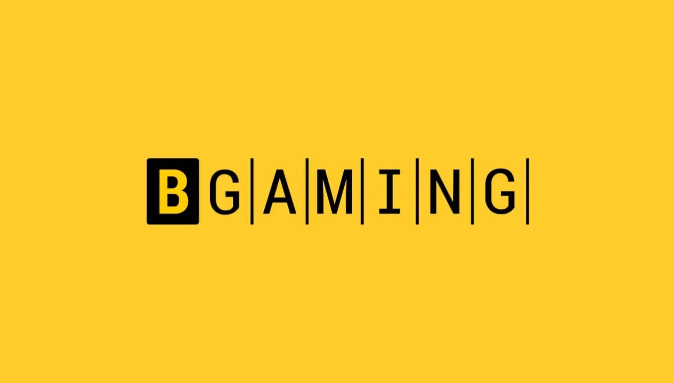 BGaming logo on a yellow background.